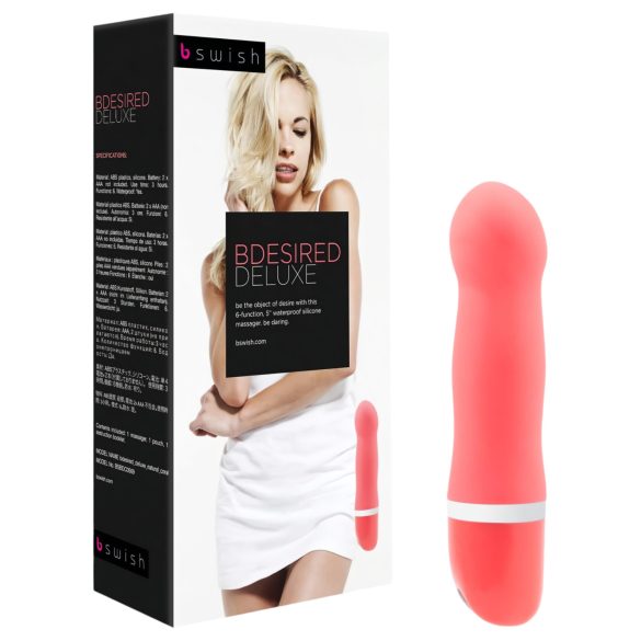 B SWISH Bdesired Deluxe - bølget dildo (koralfarvet)
