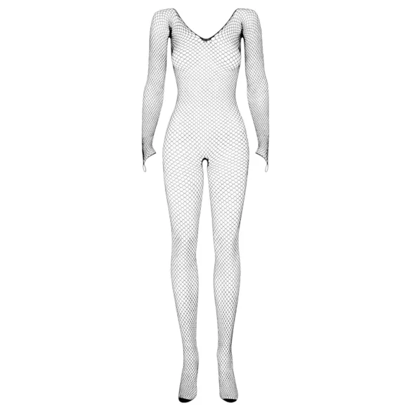 Obsessive - net catsuit med lange ærmer og åben skridt - sort (S-L)