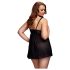 BACI Plus Size - Åben, prikket babydoll - sort (XL-XXL)