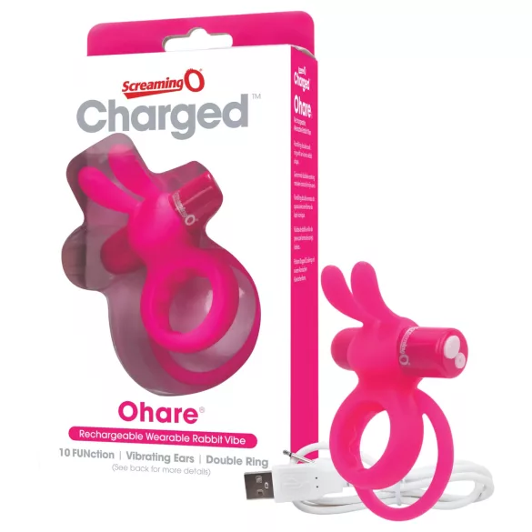 Screaming O Ohare - vibrator penisring med kanin - genopladelig - pink