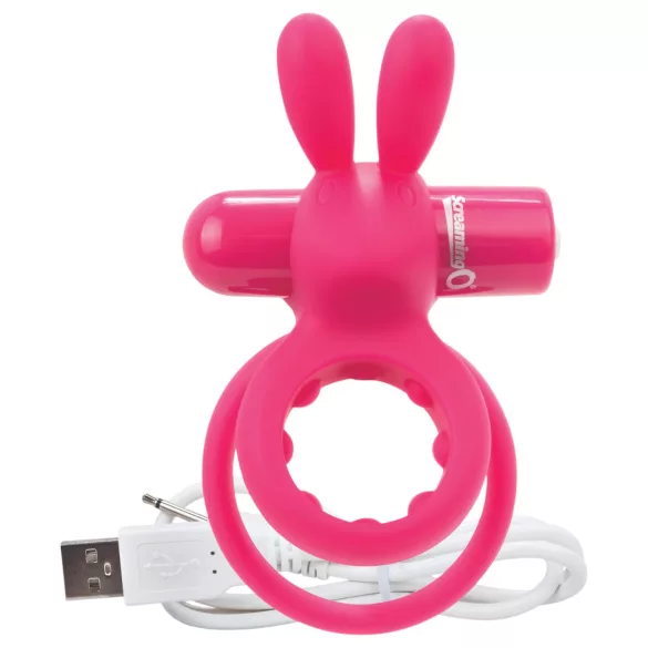 Screaming O Ohare - vibrator penisring med kanin - genopladelig - pink