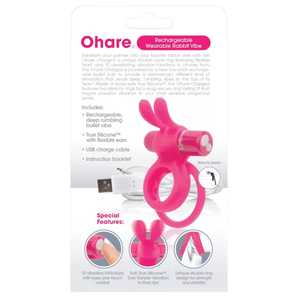 Screaming O Ohare - vibrator penisring med kanin - genopladelig - pink
