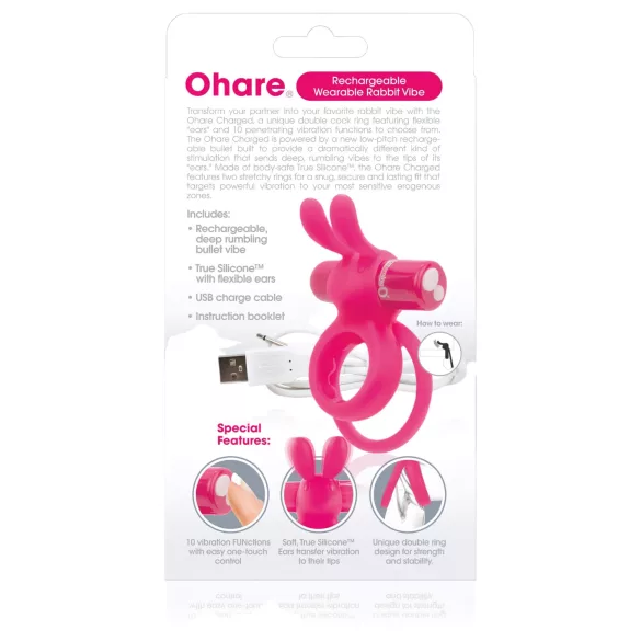 Screaming O Ohare - vibrator penisring med kanin - genopladelig - pink