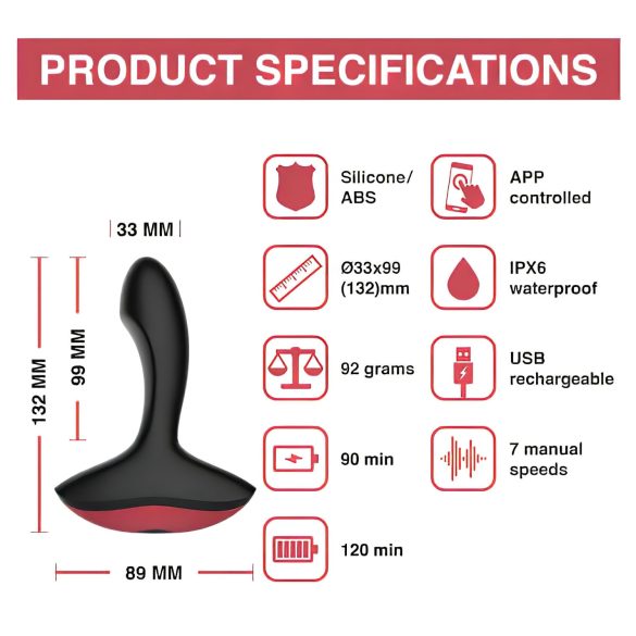 Magic Motion Solstice - prostata vibrator - app-styret - genopladelig - sort