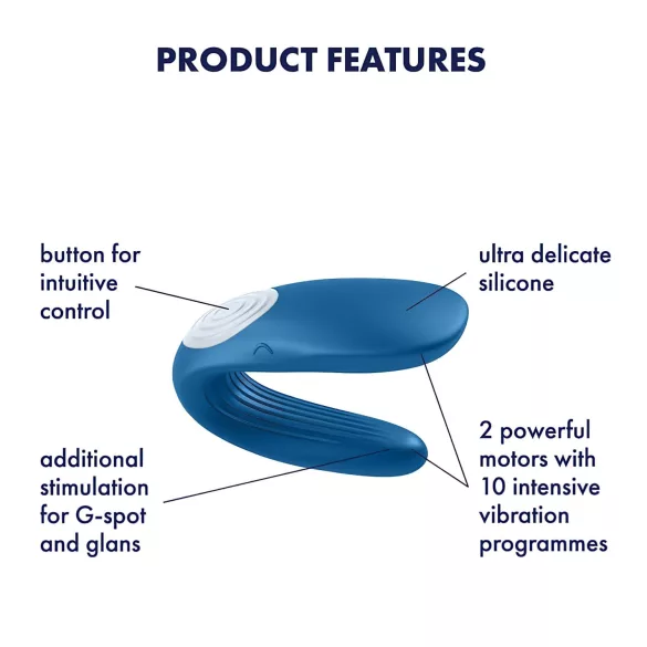 Satisfyer Double Whale - parvibrator med 2 motorer - blå