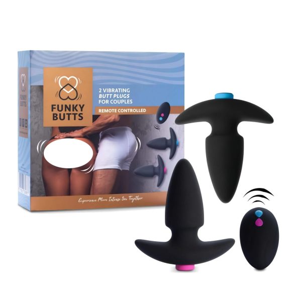 FEELZTOYS Funkybutts - genopladeligt trådløst analvibratorsæt (sort)