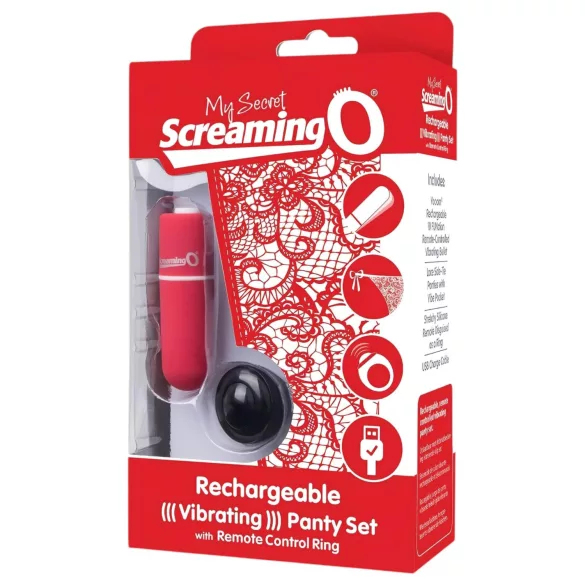 Screaming O - vibratortrusse sæt - rød - S-L