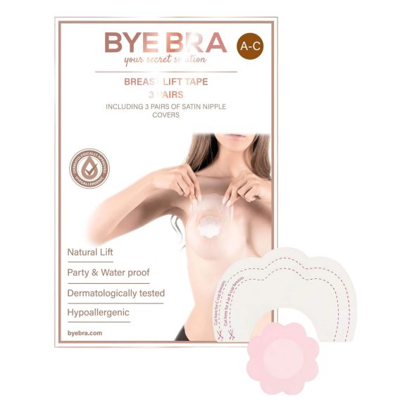 Bye Bra A-C - usynlig brystløfttape - pink (3 par)