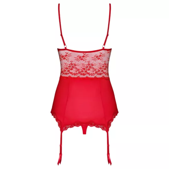 Obsessive Lovica - lingerisæt med strømpeholder og g-streng - rød