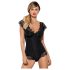 Obsessive Moketta - Blondebetrukket, stribet bodysuit (sort)