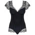 Obsessive Moketta - Blondebetrukket, stribet bodysuit (sort)