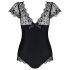 Obsessive Moketta - Blondebetrukket, stribet bodysuit (sort)