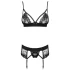 Obsessive Wonderia - lingerisæt - broderet blonde - sort - L/XL