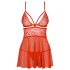 Obsessive 838-BAB-3 – Fræk blonde babydoll og tanga (rød) - XXL