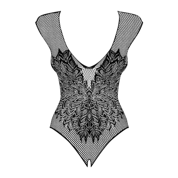 Obsessive B112 - body med vinger - net - åbent skridt - sort - XL/XXL