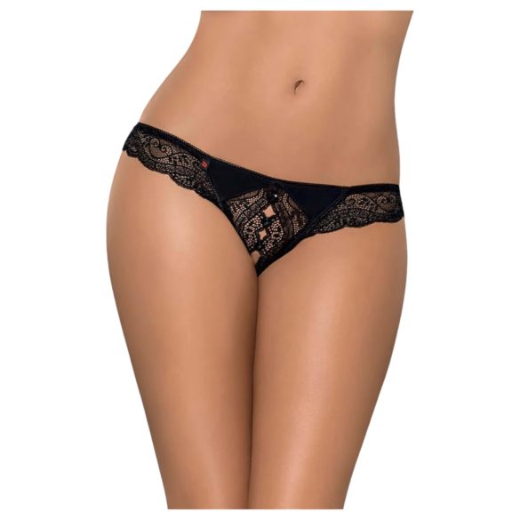 Obsessive Miamor - stilfuld, åben blonde g-streng til kvinder (sort) - L/XL