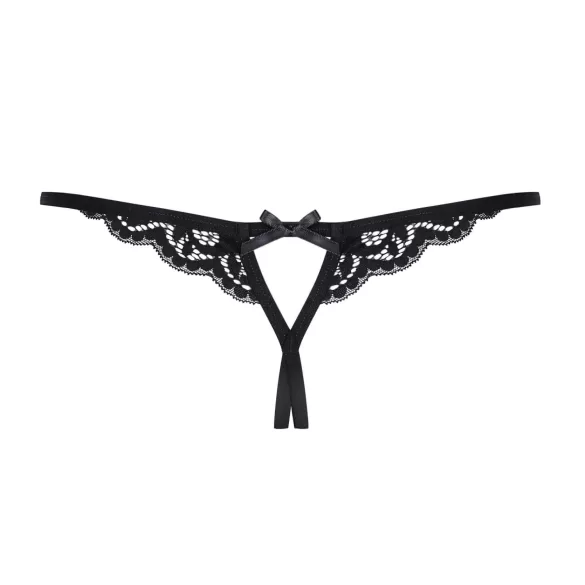 Obsessive - åben g-streng - blonde med sløjfe - sort