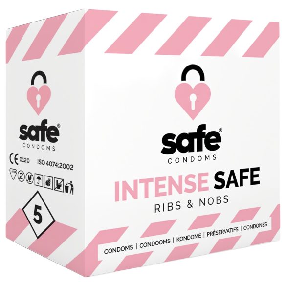 SAFE Intense Safe - ribbet-prikket kondom (5 stk)