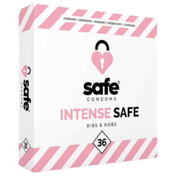 SAFE Intense - Riflet og prikket kondom (36 stk)