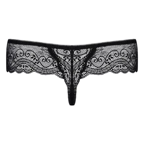 Obsessive Miamor - dametanga med sten - blondestof - sort - L/XL