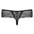 Obsessive Miamor - dametanga med sten - blondestof - sort - L/XL