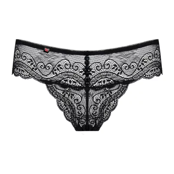 Obsessive Miamor - dametanga med sten - blondestof - sort - L/XL