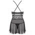 Obsessive - babydoll sæt - gennemsigtig blonde - sort - L/XL
