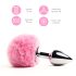 FEELZTOYS - metal analt plug med kaninhale (sølv-lyserød)