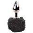 FEELZTOYS Bunny Tails - metal anal plug med kaninhalepynt (sølv-sort)