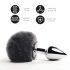 FEELZTOYS Bunny Tails - metal anal plug med kaninhalepynt (sølv-sort)