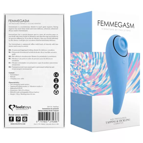 FEELZTOYS Femmegasm - klitorisvibrator 2-i-1 genopladelig - blå