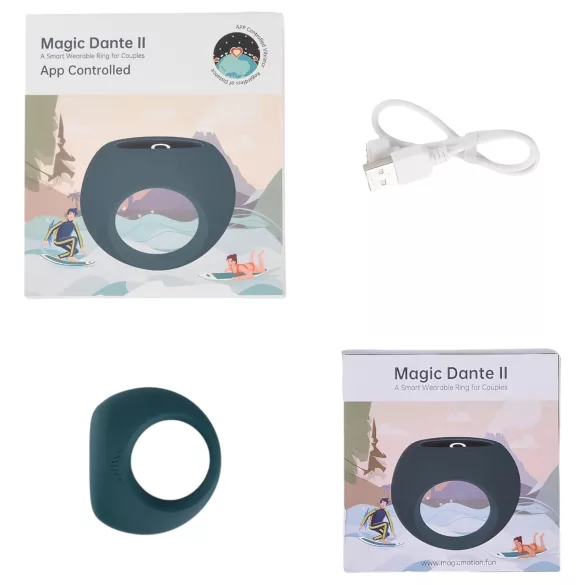 Magic Motion Dante II - App-styret vibrerende penisring til mænd (blå)