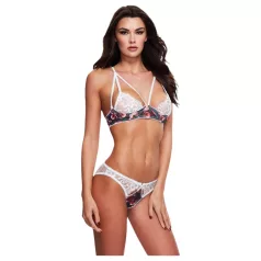 Baci - blomster, blondesæt bh + åben trusse - M/L