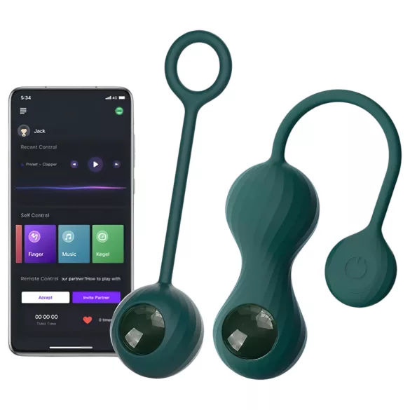 Magic Motion Crystal Duo - App-styret vibrerende geishakugle (grøn)