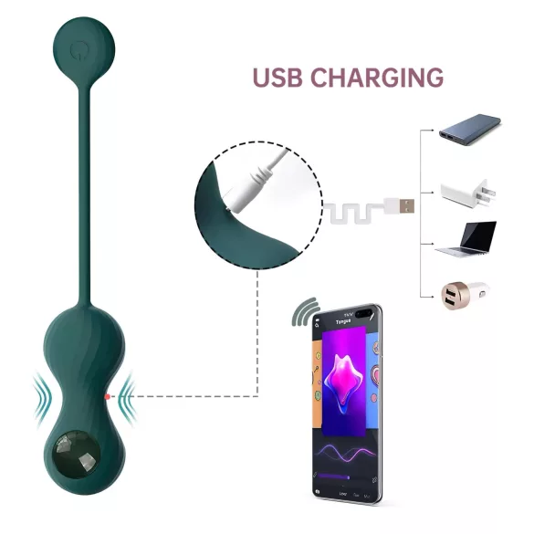 Magic Motion Crystal Duo - App-styret vibrerende geishakugle (grøn)