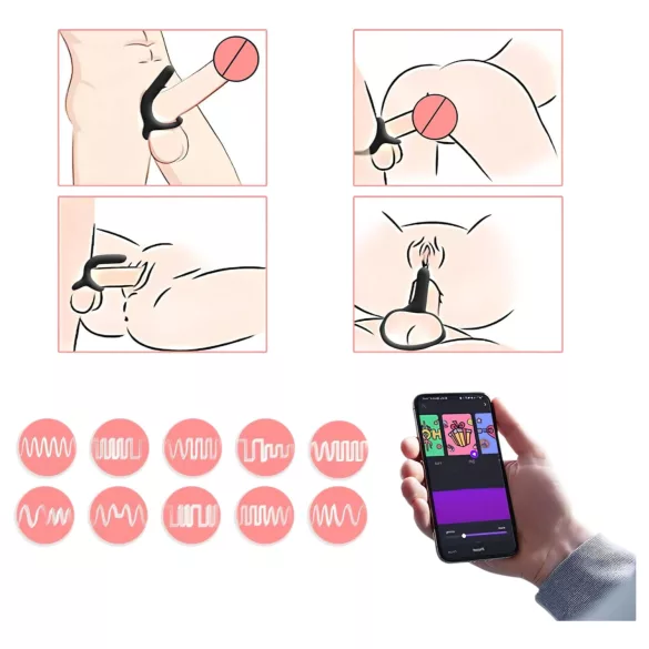 Magic Motion Rise - penisring med vibrator - genopladelig - sort