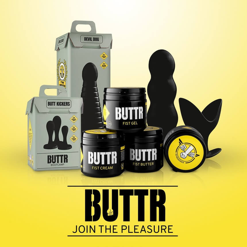BUTTR fisting produkter: fisting gel, fisting dildo, fisting handske | Desirel.dk Sex Shop - 100% diskret