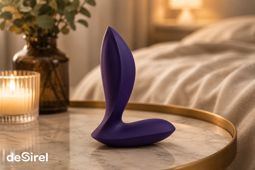 Lilla anal legetøj til begyndere vist i et varmt, diskret soveværelsesmiljø | Sexshop Danmark Desirel.dk